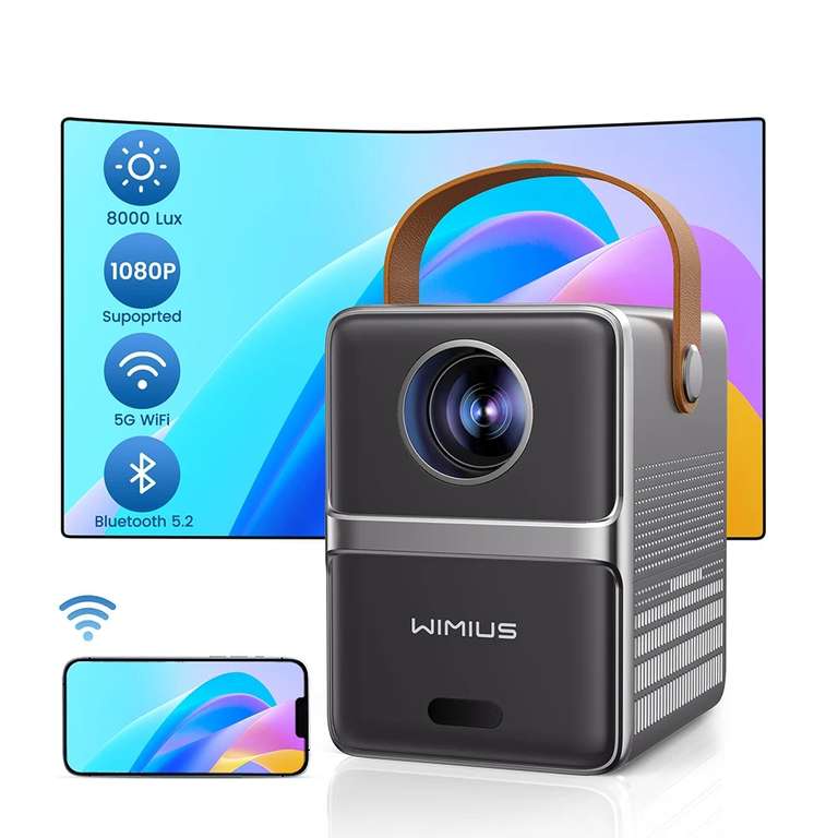 Proyector Portátil 1080P Full HD Soporte WiMiUS 8000 Lúmenes , 5G, WiFi, Bluetooth,Full HD