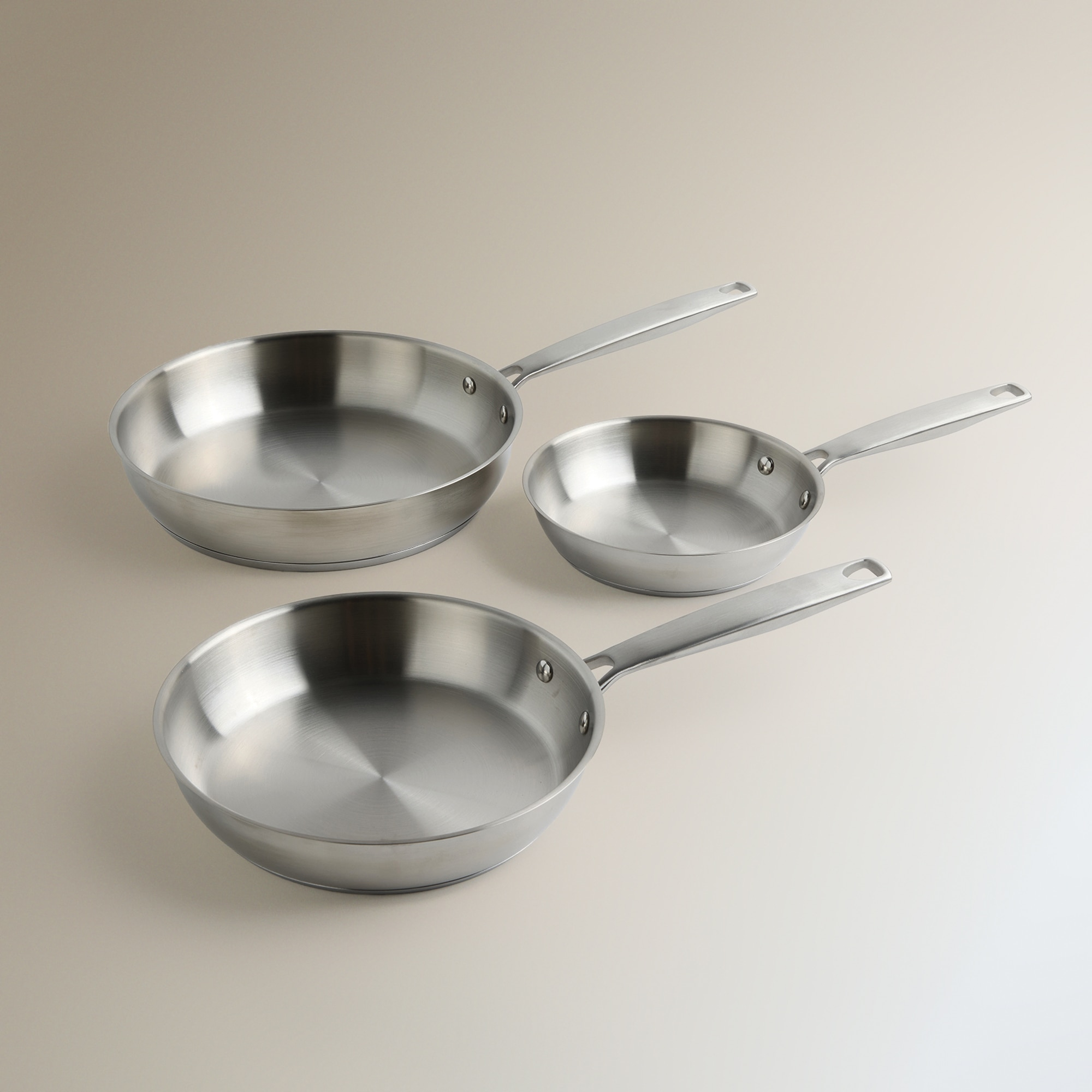 Set de 3 sartenes de acero inoxidable sin antiadherente Smart