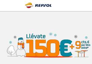 Hazte cliente de luz y gas de Repsol y consigue hasta 150€ de regalo y hasta 9 cts.€/litro EXTRA