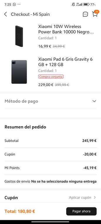 Xiaomi pad 6 (6gb 128gb) + Powerbank carga inalámbrica. (Con mi points 180€)