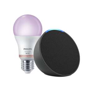 Pack de Echo Pop Altavoz inteligente con Alexa, Antracita + Bombilla inteligente Philips Smart LED