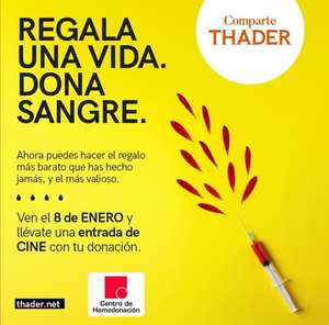 Entrada de cine gratis por donar sangre en CC Thader (Murcia)