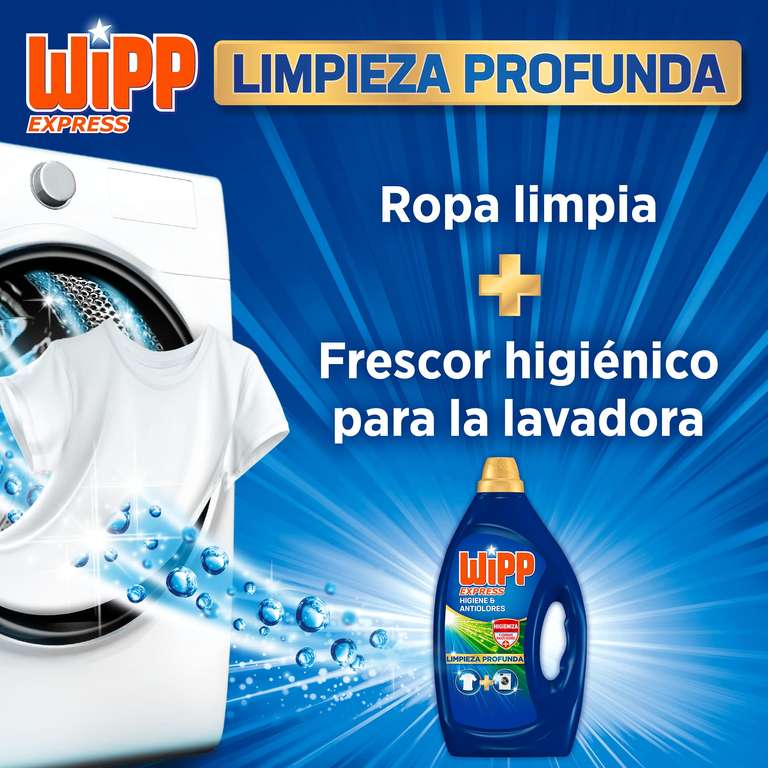 Wipp Express Detergente Líquido Higiene & Anti Olores para lavadora, 35  Lavados - Pack de 4, Total: 140 Lavados [ 0,21€ cada lavado] » Chollometro