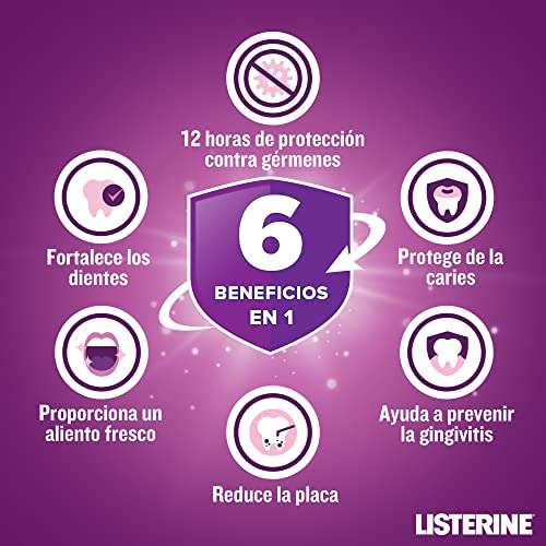 Listerine Enjuague Bucal, Cuidado Total, Sabor Menta, 6 Beneficios en 1