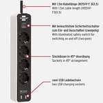 Brennenstuhl Regletas de Enchufes Ecolor con función de carga USB 4-tomas 1,5 m