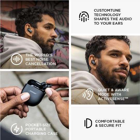 Bose Conjunto de QuietComfort Earbuds II Funda de Tela para Estuche,  inalámbricos, Auriculares inalámbricos Bluetooth con