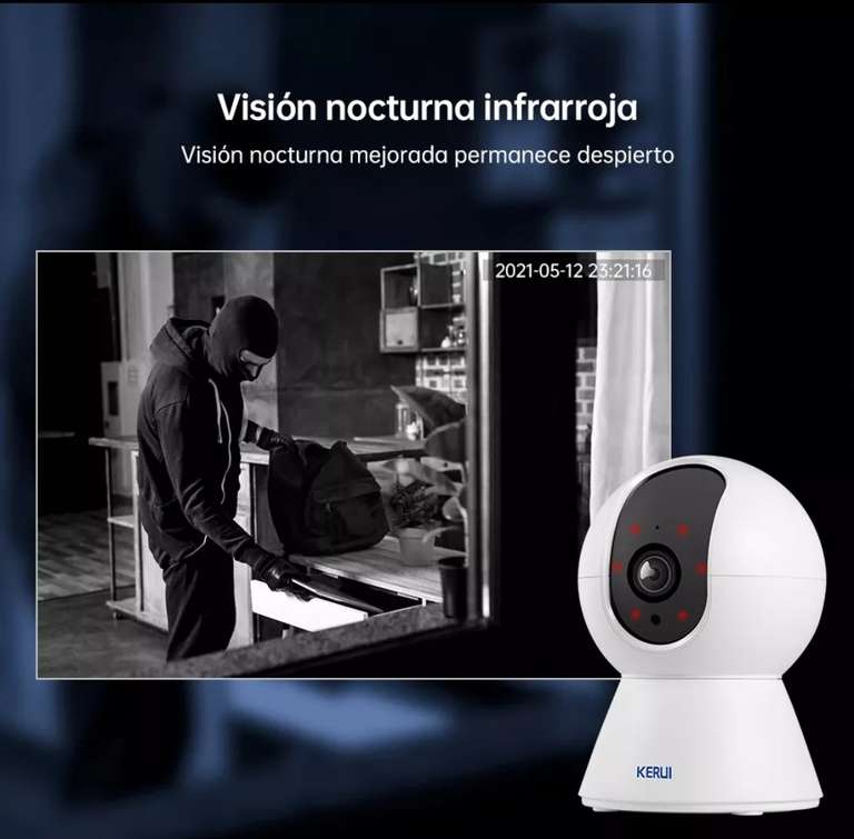 KERUI Mini cámara de seguridad inalámbrica interior, Wifi, cámara de vigilancia CCTV, seguimiento automático de visión nocturna - DIA 5 10AM