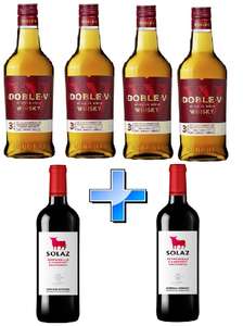 4 Botellas Whisky DOBLE V (OSBORNE) botella 70 cl + 2 Botellas Vino tinto Cabernet Sauvignon de la Tierra de Castilla botella 75 cl