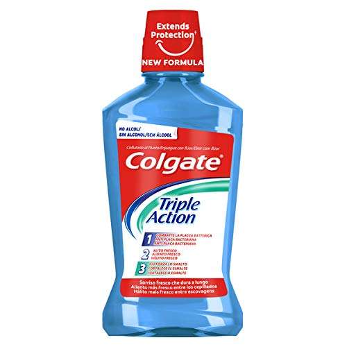 Colgate Enjuague Bucal Triple Action Antibacteriano, Pack 12 Uds x 500 ml [2'23€/ud - 4'47€/litro]