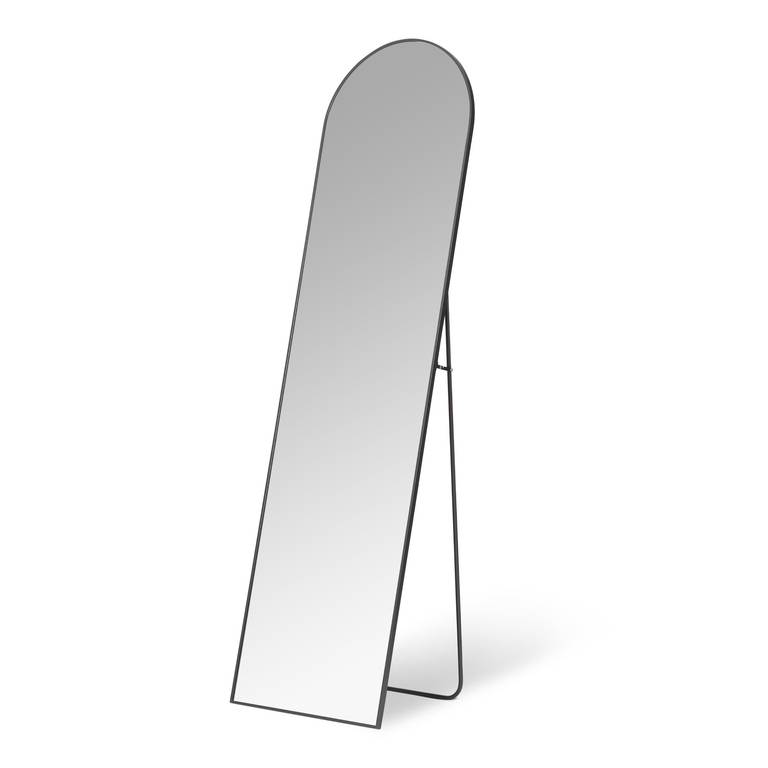 Amazon Basics Espejo Arqueado de Cuerpo Entero, Montaje en Pared/Suelo, 149,9cm x 40,6cm x 1,4cm, Negro