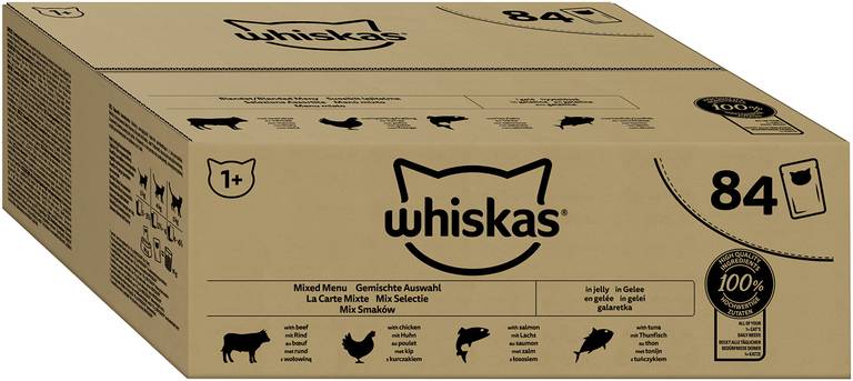 Whiskas Comida húmeda para gatos – 84 Bolsas de 85 g – Tarjeta Mixta