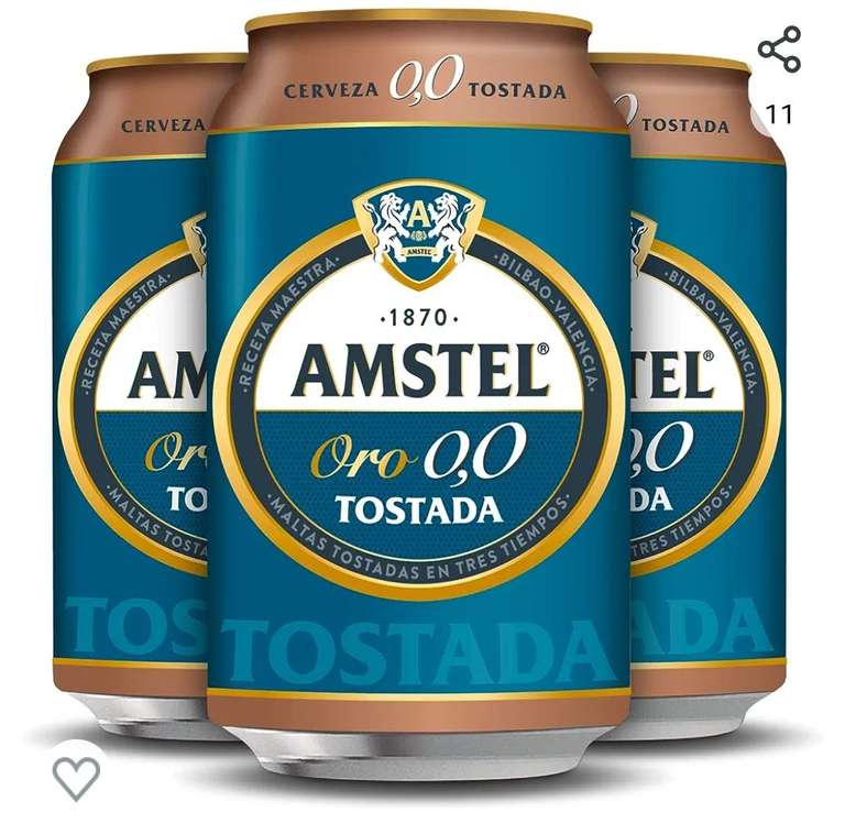 Amstel Oro 0,0 Cerveza Tostada Sin alcohol Pack Lata, 24 x 33cl