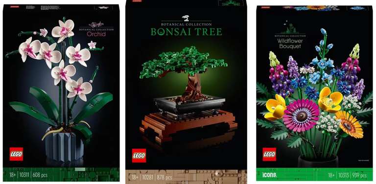 Set Naturaleza LEGO: Orquídeas + Bonsái + Ramo de Flores Silvestres