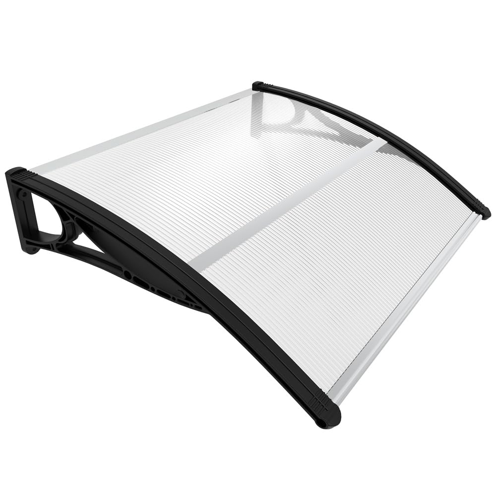 VOUNOT Marquesina 100×80 cm | Policarbonato 6 mm + barra central | Negra