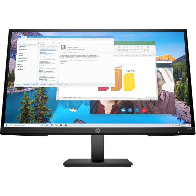 Monitor - HP M27HA, 27a, Full-HD, 5 ms, 60 Hz, 1 VGA; Low blue light, IPS, Negro