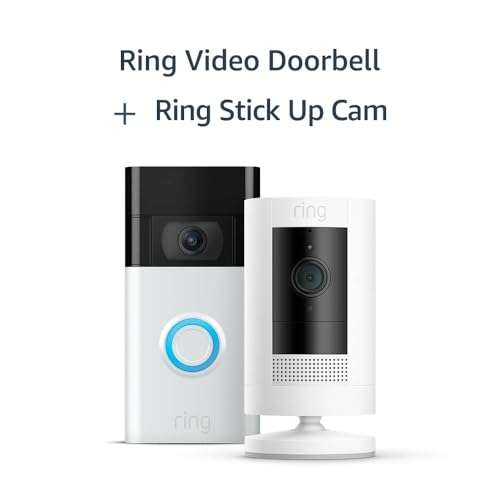 Ring Videotimbre con batería (Video Doorbell 2ª gen.) + Cámara exterior con batería (Stick Up Cam)|