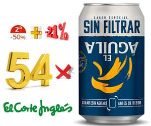 54 x EL AGUILA SIN FILTRAR Cerveza rubia especial lata 33 cl. [0,562€/lata] . Oferta del 21/09/2023 al 04/10/2023