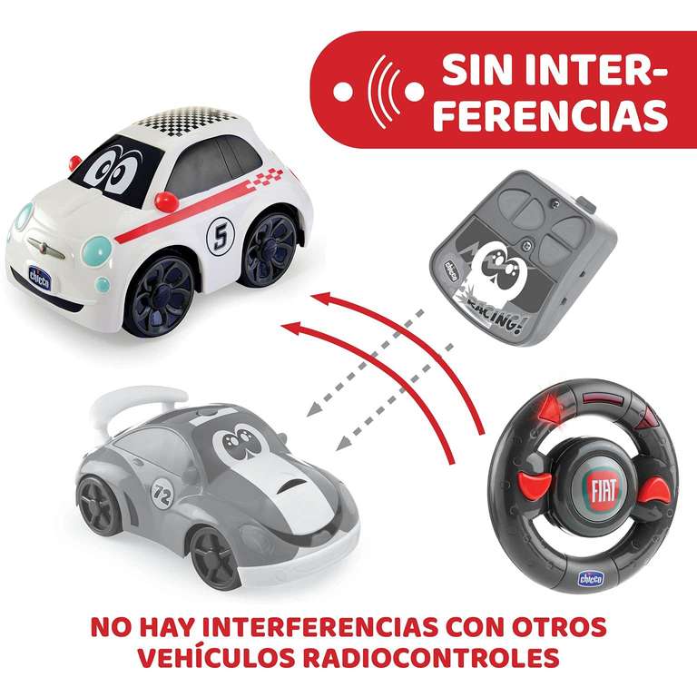 Chicco Fiat 500 RC Coche Radiocontrol, Coche Teledirigido de Carreras Deportivo para Niños