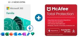 15 meses 6 cuentas Microsoft 365 Familia | Apps Office 365 | PC/MAC/teléfono || + McAfee Total Protection 2022 | 6 Dispositivo