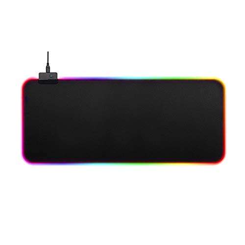 RGB Alfombrilla de Ratón con LED de 7 Colores,14 Modo de Iluminación, Material de Alta Precisión, Grande 800 * 400 * 4 mm