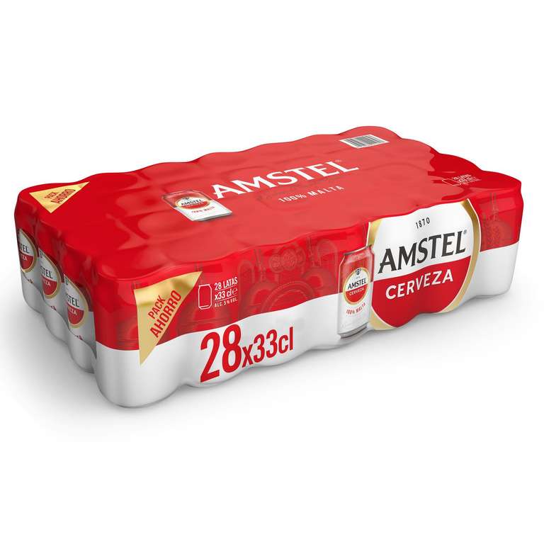 Pack 28 latas, Cerveza Amstel 100% malta / Cruzcampo Pilsen