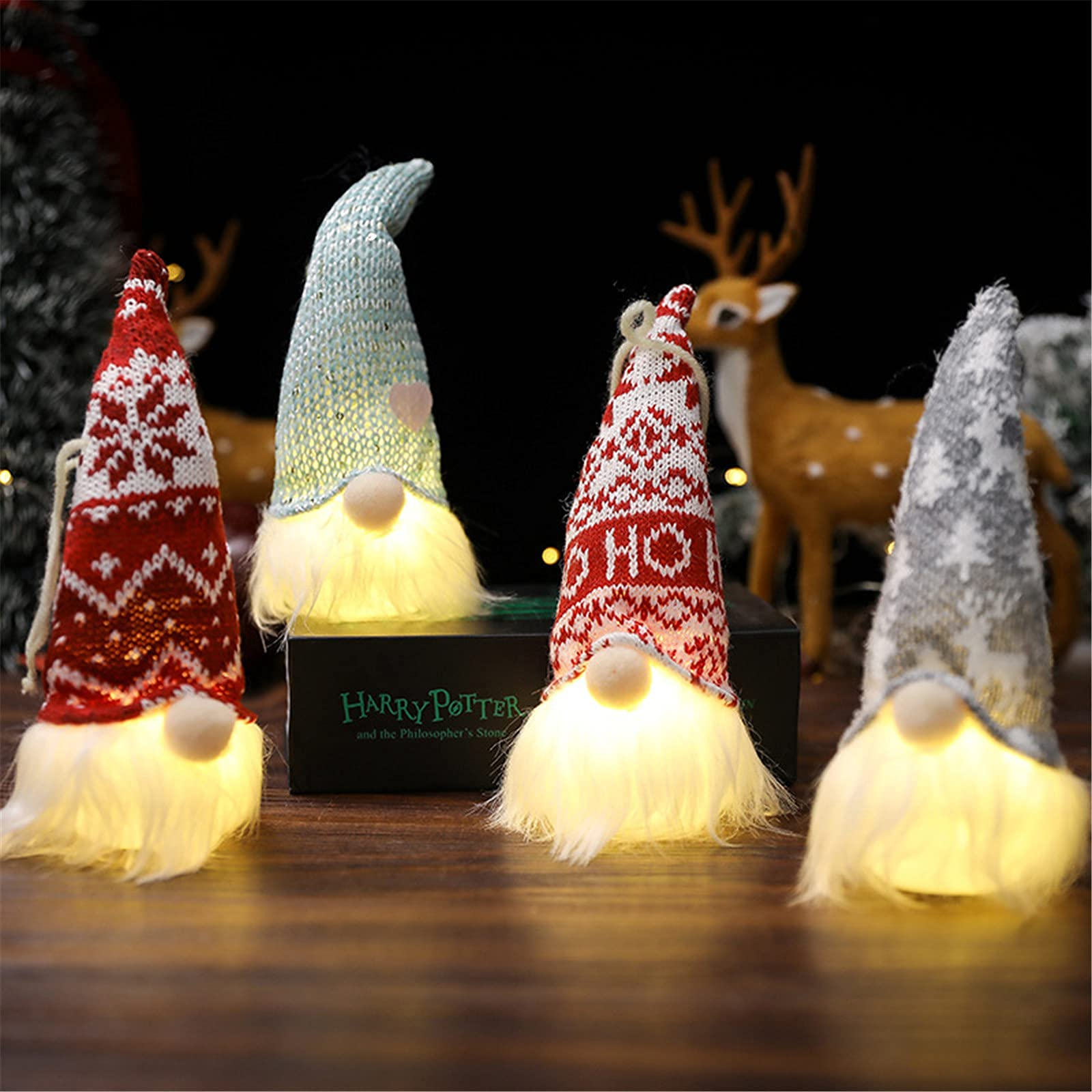4 Gnomos LED Decoración 20cm