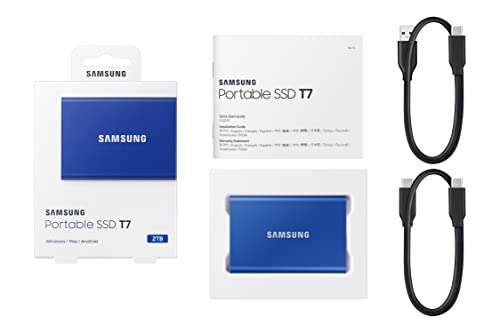 Samsung T7 SSD 2TB, Externo, hasta 1050 MB/s, USB 3.2 Gen.2