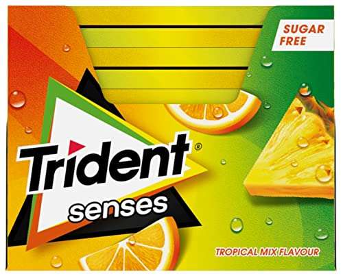 Trident Senses Tropical- Chicles sin Azúcar con Sabor Tropical - Paquete de 12 envases de 23 g