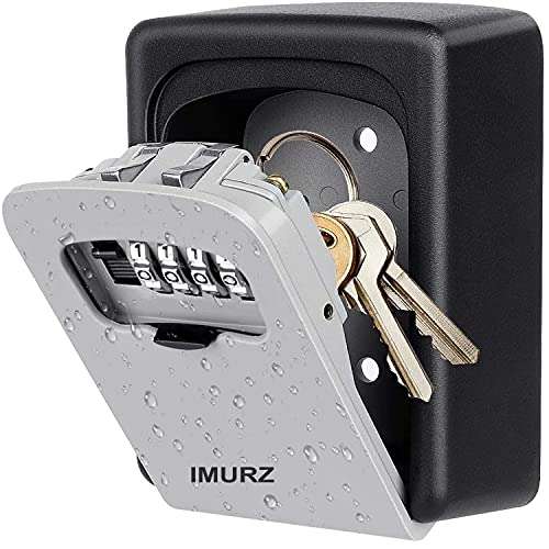 Caja de Seguridad para Llaves IMURZ con Contraseña de 4 dígitos para Uso en el Hogar, la Oficina y Airbnb