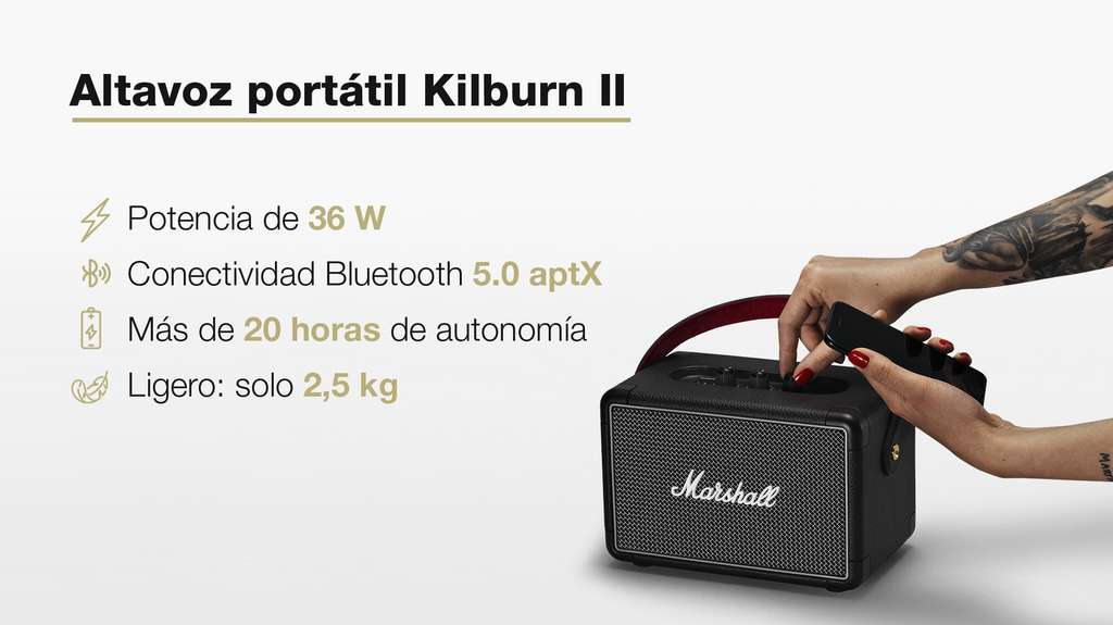 Marshall Kilburn II Altavoz Portátil Bluetooth Negro
