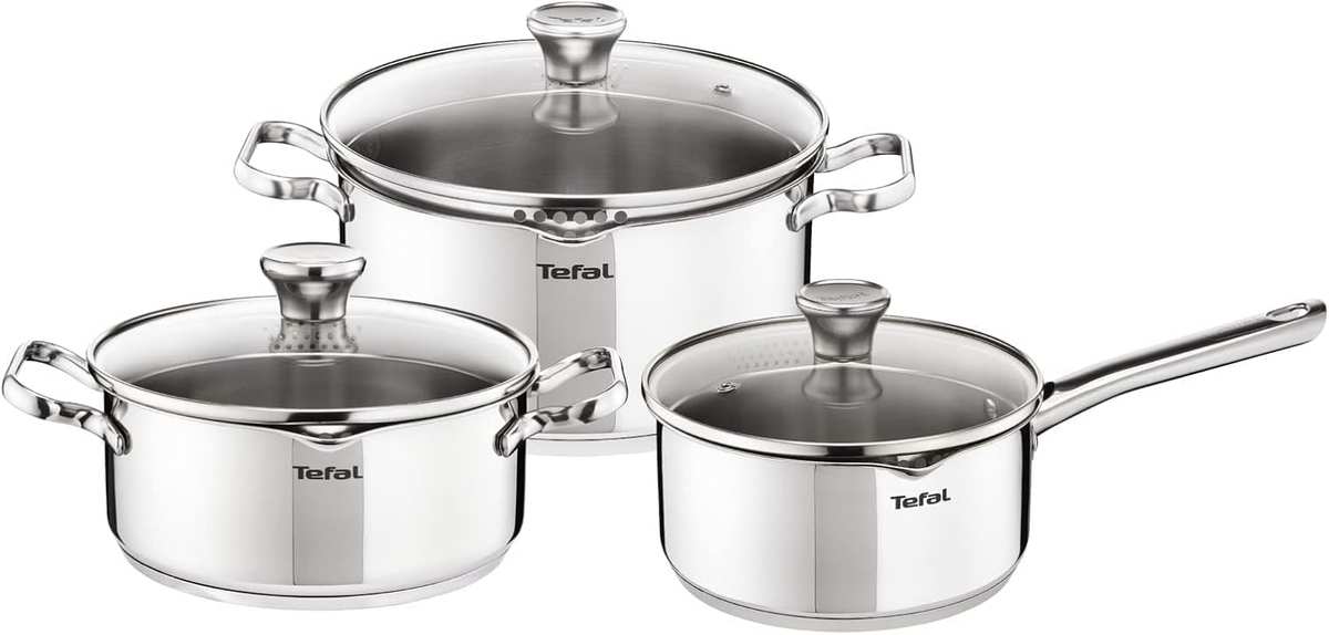 Tefal Duetto On - Juego de 3 Piezas + 3 Accesorios, Acero inoxidable