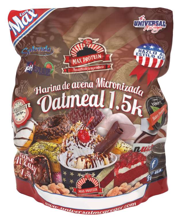 1500 gr,Max Protein Oatmeal Harina de Avena Termo-Activada , sabor nutella