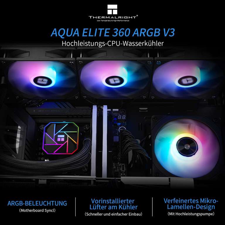 Thermalright Aqua Elite 360 V3 - Ventilador de CPU líquido, doble PWM ARGB