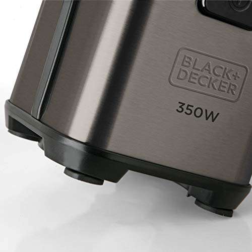 Black+Decker BXJBA350E Batidora de vaso 350 W, 600 milliliters, Acero Inoxidable, Gris