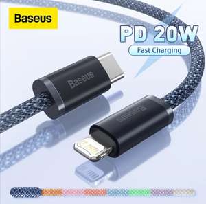 Baseus-Cable USB tipo C de carga rápida para iPhone, Cable de datos PD de 20W (varias medidas y colores a elegir)
