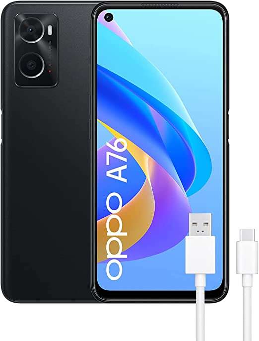 OPPO A76 – Smartphone 128GB, 4GB RAM, Dual SIM, Pantalla 6,56”, (azul y negro) (Tb en mediamartk