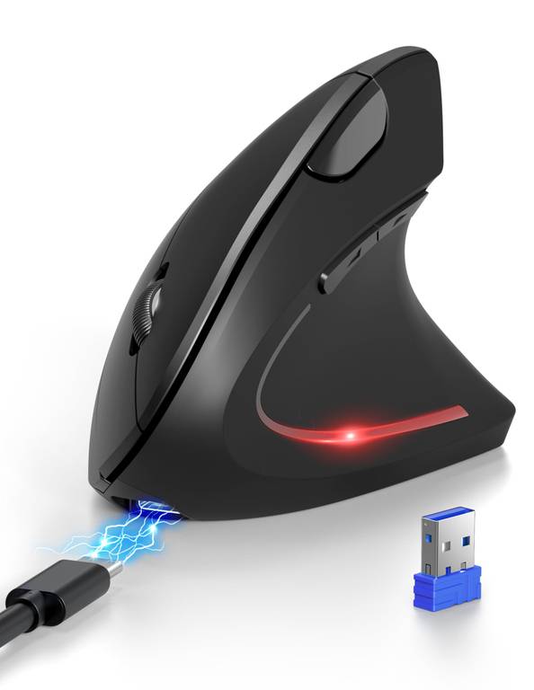 TECKNET Ratón Bluetooth Ergonómico, Vertical Inalámbrico Recargable