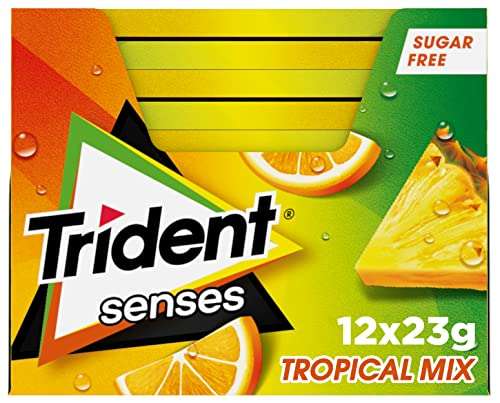 Trident Senses Tropical- Chicles sin Azúcar Sabor Tropical - 12 envases & Senses Spearmint- Chicles sin Azúcar Sabor Hierbabuena -12 envases