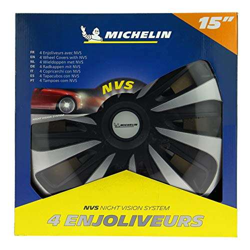Michelin 009122 Caja de 4 Tapacubos NVS 3D Negro Edition, 15 Pulgadas