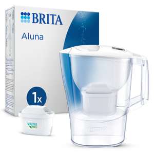 BRITA Jarra con filtro de agua Aluna blanca (2,4 l) incl. 1x cartucho MAXTRA PRO All-in-1: apta para frigorífico con memo digital.