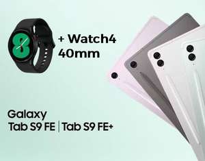 Samsung Galaxy Tab S9 FE + Galaxy Watch4 40mm 460€ // Tab S9 FE+ + Galaxy Watch4 40mm 574€