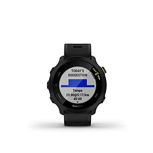 Garmin Forerunner 55 - Reloj inteligente para running con GPS, planes de entrenamiento, notificaciones y seguimiento del bienestar, Negro