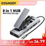 HUB USB 8 en 1 : SSD M.2 NVME, USB C, HDMI, USB 3.2 Gen , Carga PD100W,SD/ Micro SD para Macbook Pro Air M1 M2 (Cupon)
