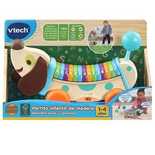 VTech Eco Perrito Infantil Paseos, Descubre Letras y Canciones, Juguete de Arrastre para bebés +12 Meses, versión española