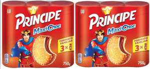 6 paquetes de galletas Príncipe Maxi Choc rellenas de doble crema de chocolate con leche (2x3 paquetes)