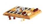 Juego de estrategia de bambú sostenible Backgammon mini de viaje + cuatro juegos más.