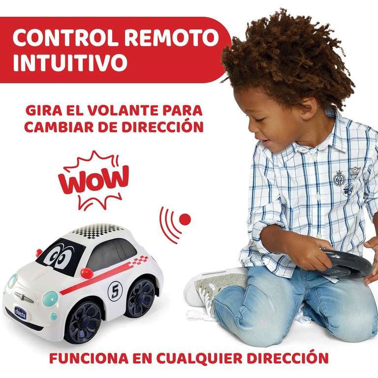 Chicco Fiat 500 RC Coche Radiocontrol, Coche Teledirigido de Carreras Deportivo para Niños