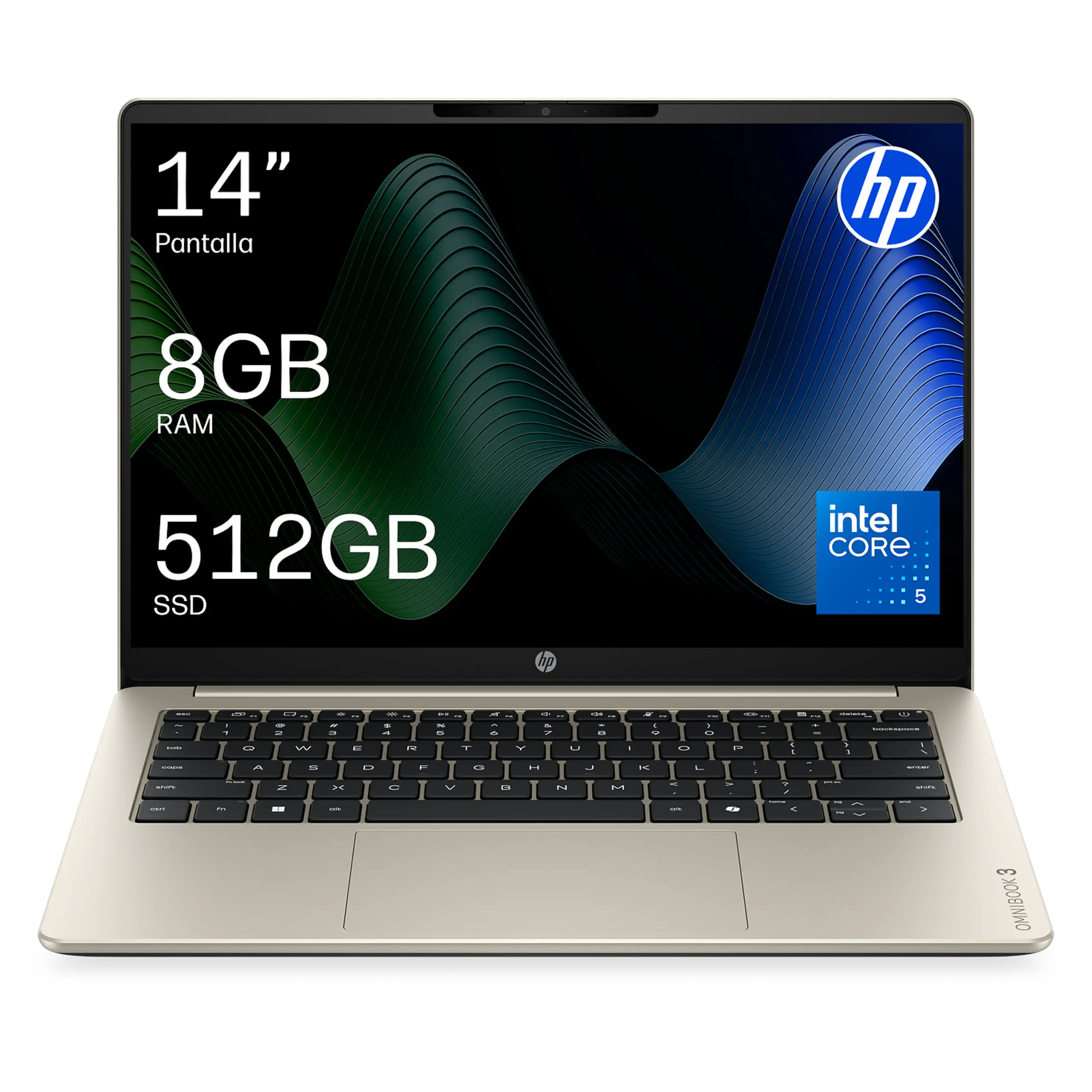 Portátil - HP OmniBook 3 14-hu0005nsx, 14" 2K, Intel Core 5 120U, 8 GB RAM, 512 GB SSD