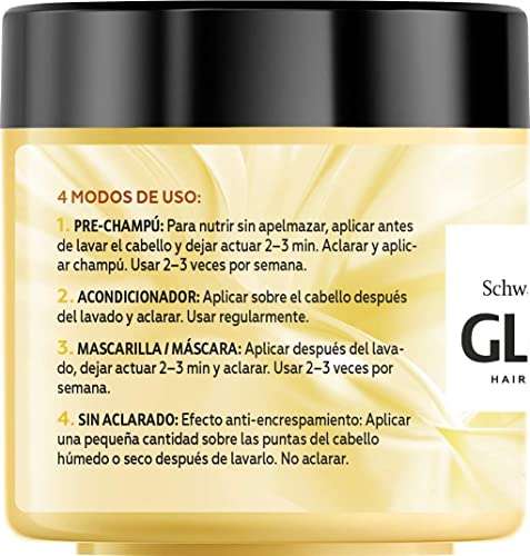 Gliss - Mascarilla Capilar Hidratante 4 En 1 - Para pelo dañado y/o débil - Con Manteca Karité, 400ml