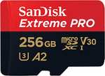SanDisk Extreme Pro 256 GB microSDXC Memory Card + SD Adapter with A2 App Performance